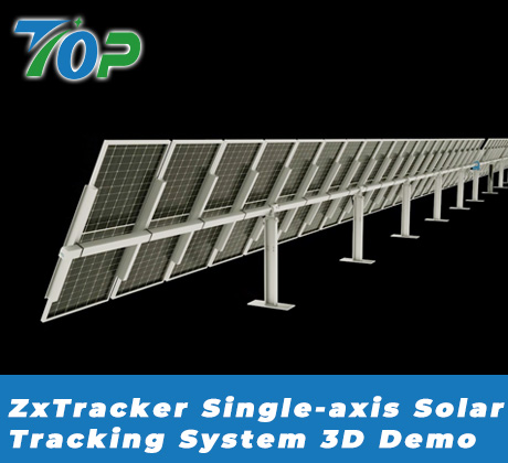 Demonstração 3D do Sistema de Rastreamento Solar de Eixo Único ZxTracker